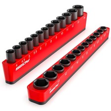 2-piece 14 Drive Metric Magnetic Socket Organizer Tray Set Plastic
