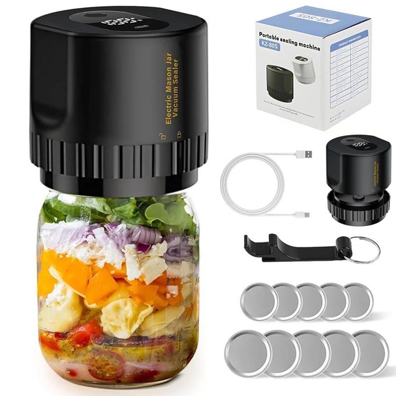 Mason Jar Vacuum Sealer 3 in 1 Electric Mason Jar Vacuum Sealer Kit Black