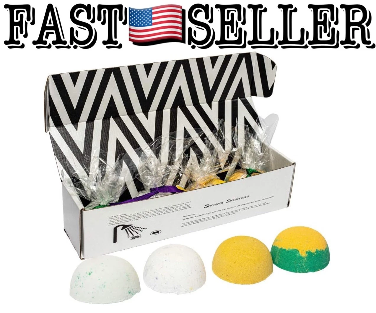 4-Pack Natural Shower Steamers Strong Scent Shower Bombs, Made in the USA