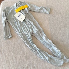 Kyte Fog Blue Grey Footed Bamboo Zip Closure Sleeper 12-18 Months NWT Baby