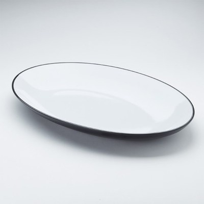 American Metalcraft NP21 21 1/2 in Black/ White Oval Platter