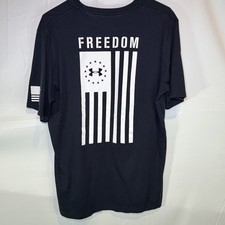 Under Armour Men's Size Large Freedom Flag T-Shirt Black  White USA