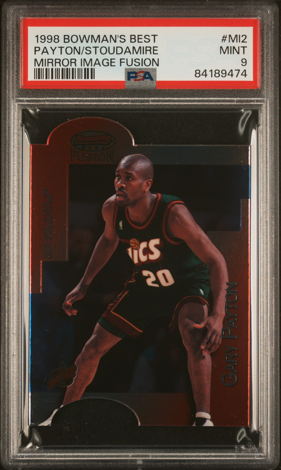 1998 BOWMAN'S BEST MIRROR IMAGE FUSION #MI2 PAYTON/STOUDAMIRE PSA 9