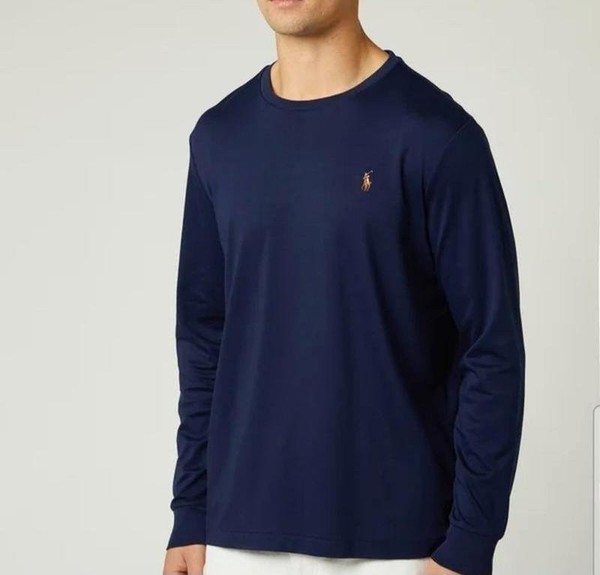 Men Polo Ralph Lauren Sweatshirt Navy Cotton 38 /