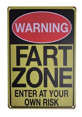 WIT 8'' x 12'' Metal Tin Sign (Warning Fart Zone Enter at Your OWN Risk)