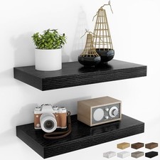 16Inch Floating Shelves for Wall 2 Pack Shelves for 16 Inch, Set of 2 Black
