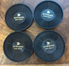 Lot of 4 Budweiser Malt Liquor Plastic Drink Coasters 3" Round