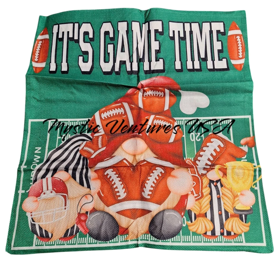 Juego de 2 fundas de almohada para gnomo de fútbol It's Game Time 18" x 18" - totalmente nuevas Foto 2 de 2