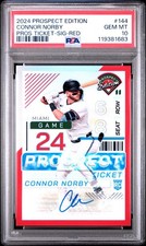 2024 PANINI PROSPECT EDITION PROSPECT 144 CONNOR NORBY SIGNATURE-RED /199 PSA 10