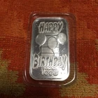 Silver Bar ● 1 Troy ounce ●  Happy Birthday  ● 1998 ● .999 fine       ][