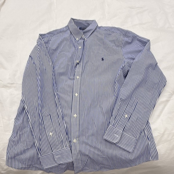 Polo Ralph Lauren Slim Fit Blue/White Striped LS Button-Down Dress Shirt XL
