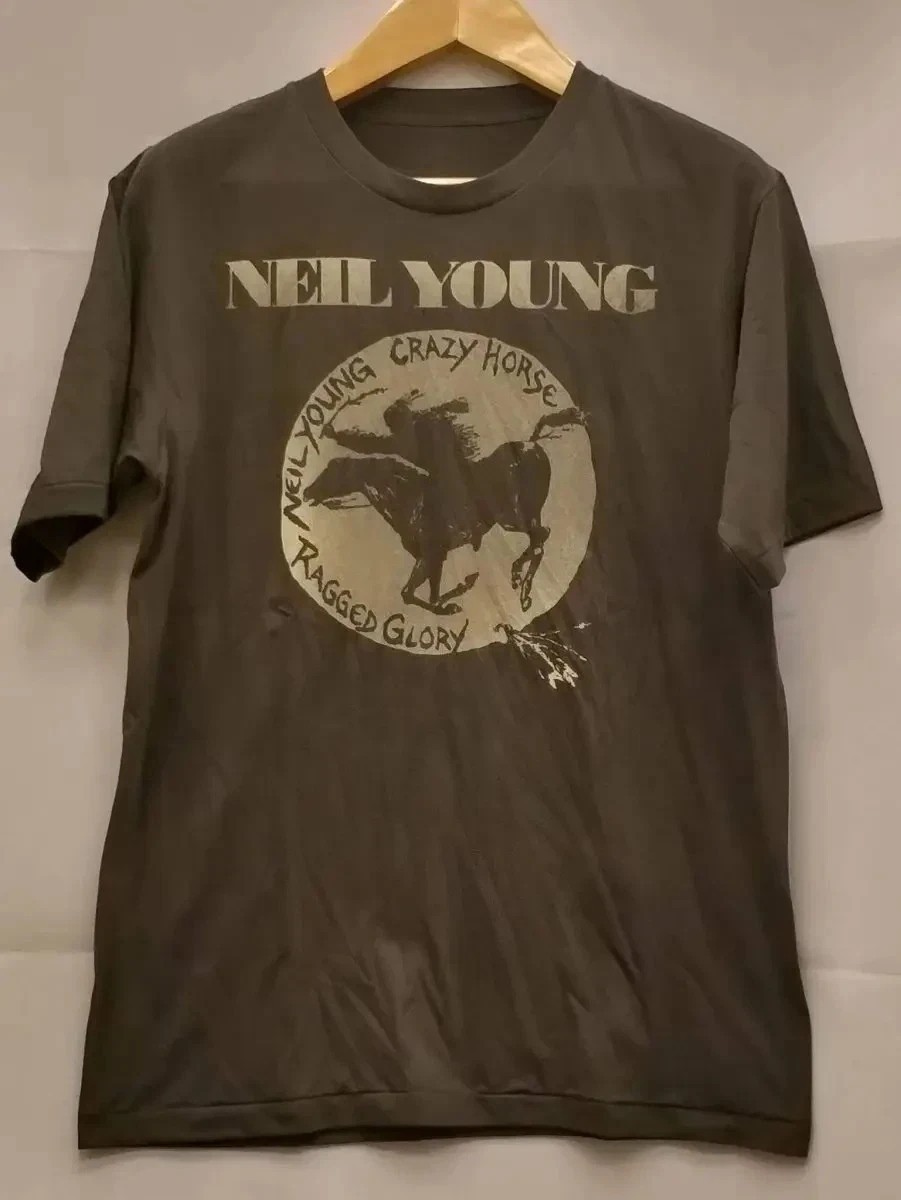 Reprint Neil Young 90s Retro style Black T shirt Unisex 100% Cotton S-5XL
