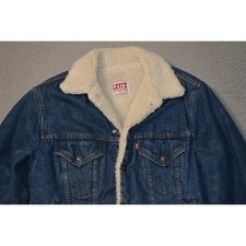 Vintage 80s Levi's Sherpa Denim Trucker Jacket size 36R Made in USA 70608 0216