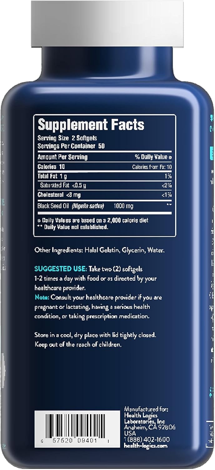 Health Logics Black Seed Oil, Cold Pressed, Rich Source of Omega 6 & 9 Essential