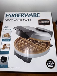 Farberware Copper Non-stick Round Waffle Maker NEW