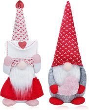 Valentine's Day Gnome Decor Set - Handmade Scandinavian Plush Dolls