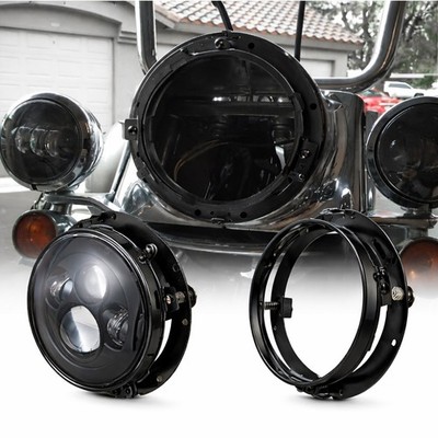 Montagering Scheinwerfer LED 7 Zoll für Harley Davidson Schwarz