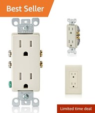 15 Amp Decora Tamper-Resistant Duplex Electrical Wall Outlet, , Light Almond