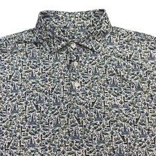 Rhoback New Orleans  The Quarter  Performance Polo Mens Small Mardi Gras Golf