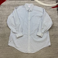 VTG Brooks Brothers Oxford Button Shirt 17.5 - 2/3 Blue White Hickory OCBD Prep