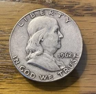 1962D Ben Franklin Half Dollar 90% Silver ASW .36