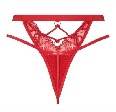 BNWT Hunkemoller Sexy Red Slips Strings Thongs Panties Lace Decorated Hot XL