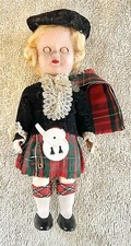 Vintage 1950  s Rogark Wales UK Celluloid Scottish Sleepy Eye Doll 6.5  