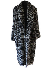 White Tiger Faux Fur Coat M Tall Jean Philippe Ricquier Paris Vtg Prty Mail Shp