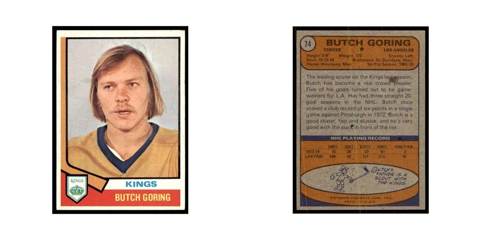 Butch Goring 1974 Topps #74 Hockey Cards Hockey Card EX - Image 3 of 3