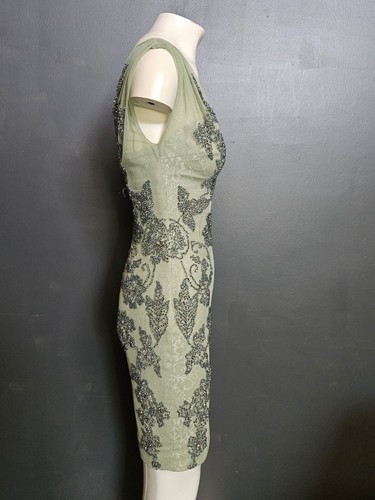 đŸ’¥STUNNING MANDALAY Y2K Evening COCKTAIL DRESS Embellished Beaded Jade/green 6 - Picture 6 of 16