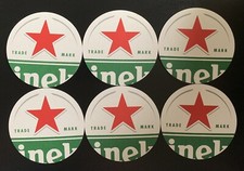 6 X HEINEKEN BEER MATS / COASTERS - NEW / LARGE 10.5CM