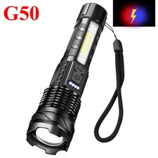 High Power White Laser LED Flashlight Built-In Battery USB Rechargeable Strong L