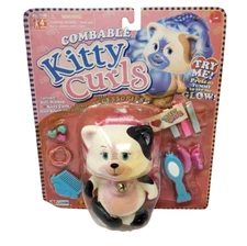 VINTAGE 1997 LANARD COMBABLE KITTY CURLS LIGHT UP TOY GLO PAL ORIGINAL PACKAGE