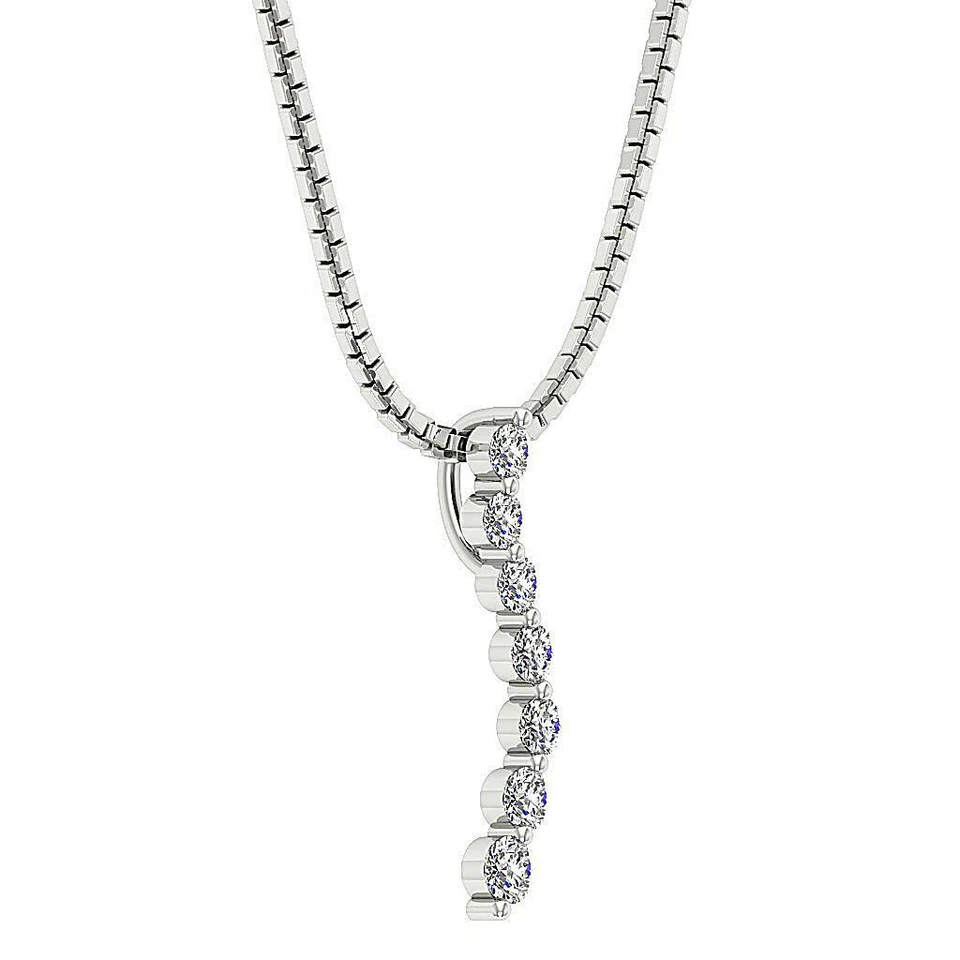 Collar colgante viaje I1 G 0,50 quilates diamante genuino oro blanco conjunto de puntas 1 pulgada Foto 4 de 4