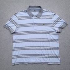 Lacoste Polo Shirt Mens Size 6 XL Blue Gray Stripe Short Sleeve