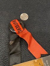 Vintage Rutgers University NJ Scarlet Knights Ribbon Button Pin Red Black