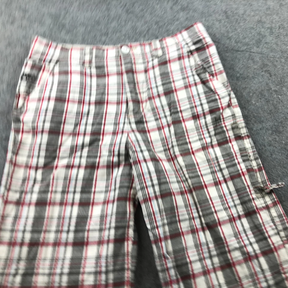 Timberland Shorts Boys 20 Beige Red Plaid Check Blue Chino Flat Front - Image 3 of 4