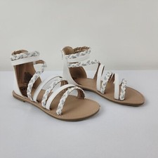 SO Longanberry White Girls' Gladiator Zip-up Sandals Sz 2