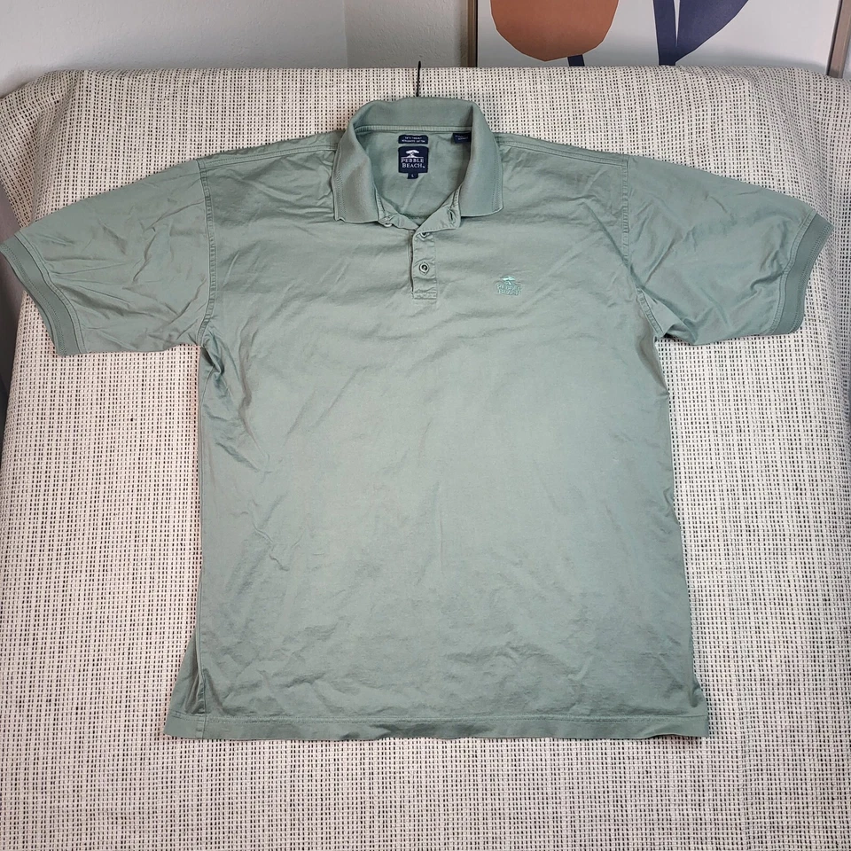 Camisa Polo Pebble Beach Para Hombres Años 60 Dos Capas Algodón Mercerizado Manga Corta L Oliva Foto 2 de 4