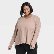 Sz 3X All in Motion NWT Women's Plus Active Long Sleeve Top Shirt Mauve