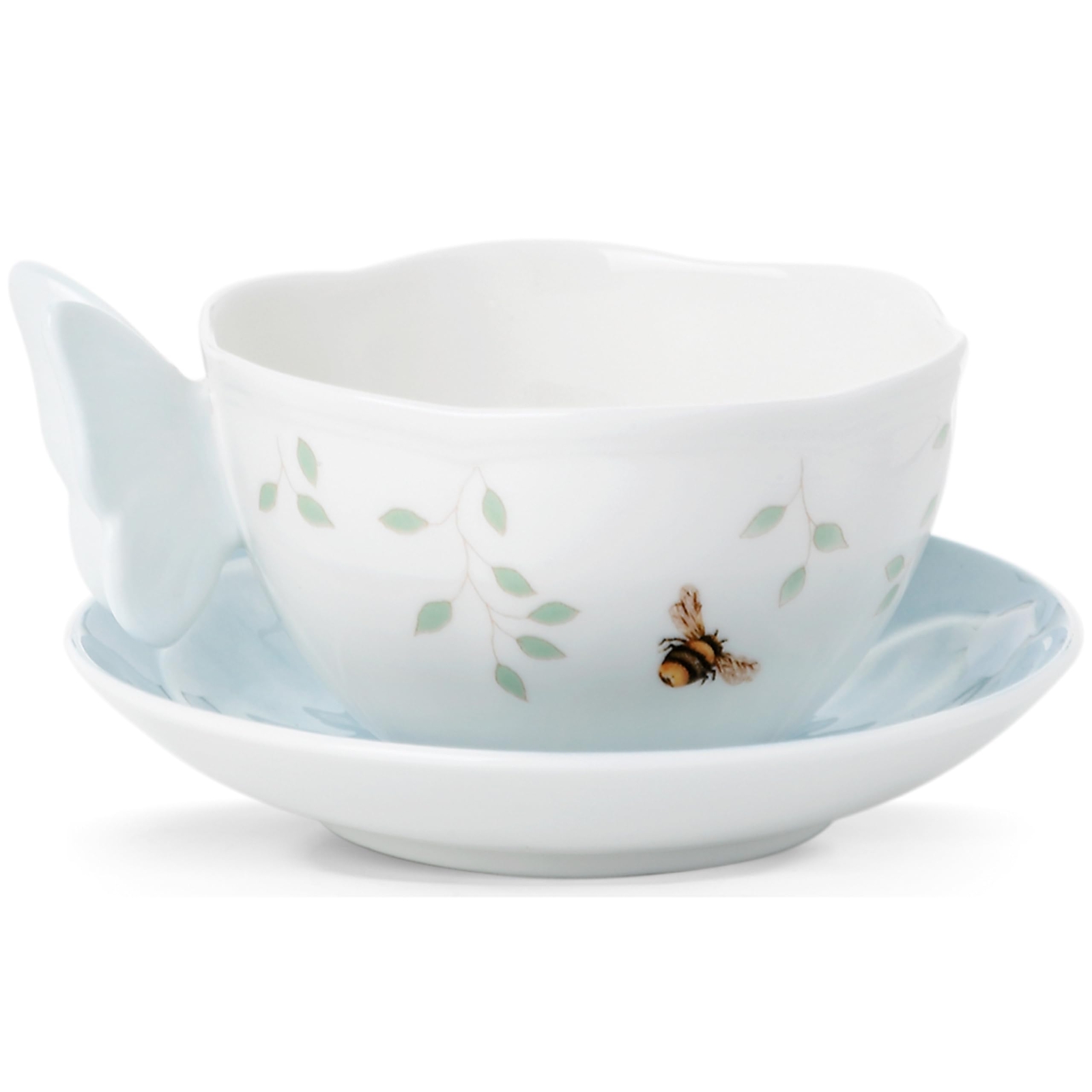 Butterfly Meadow Figural Cup and Saucer Set, Blue