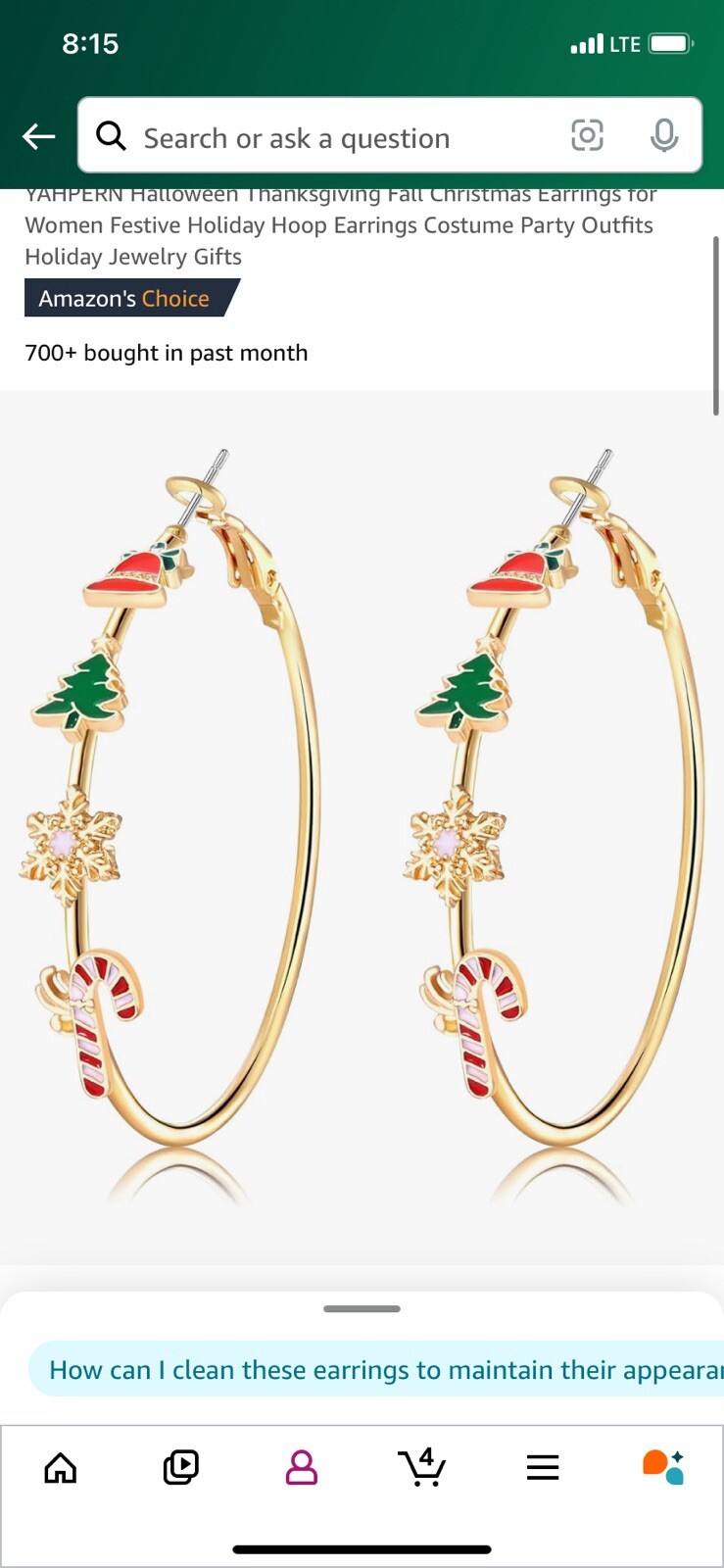 Sparkling Festive Christmas Hoop Earrings for Women-image