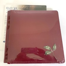 Creative Memories Old Style 12x12 Cranberry Album w/ Holly  Pages  Protectors