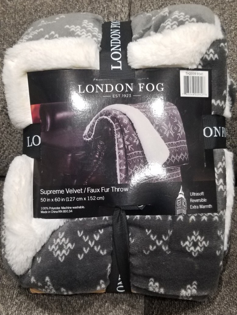 London Fog Faux Fur Throw Blanket 