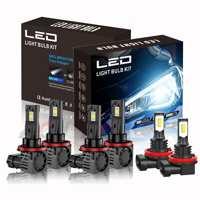 FOR Jeep Grand Cherokee 2019-2020-6X LED Headlight + H11 Fog Light Bulbs Kits