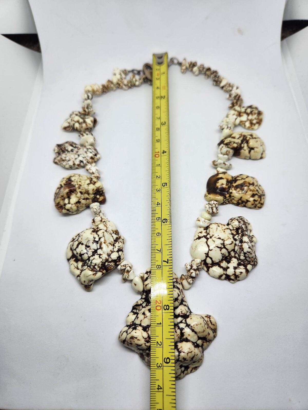 Cream White Turquoise Statement NecklaceCream Whi… - image 5