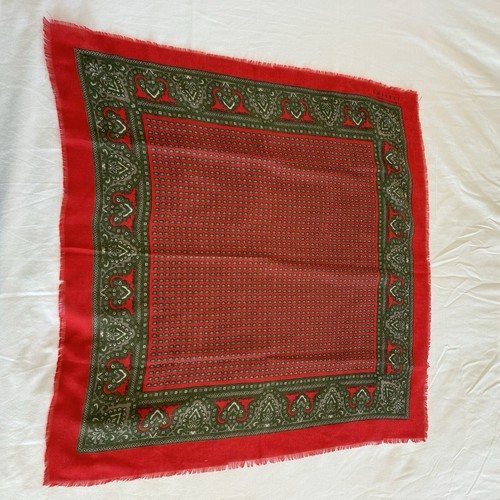 Lote de 3 bufandas vintage de cachemira roja con flecos cuadrados una seda - Imagen 7 de 14