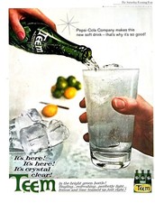Anuncio impreso vintage genuino Teem Soda Pop 1962 de Pepsi Lemon Lime