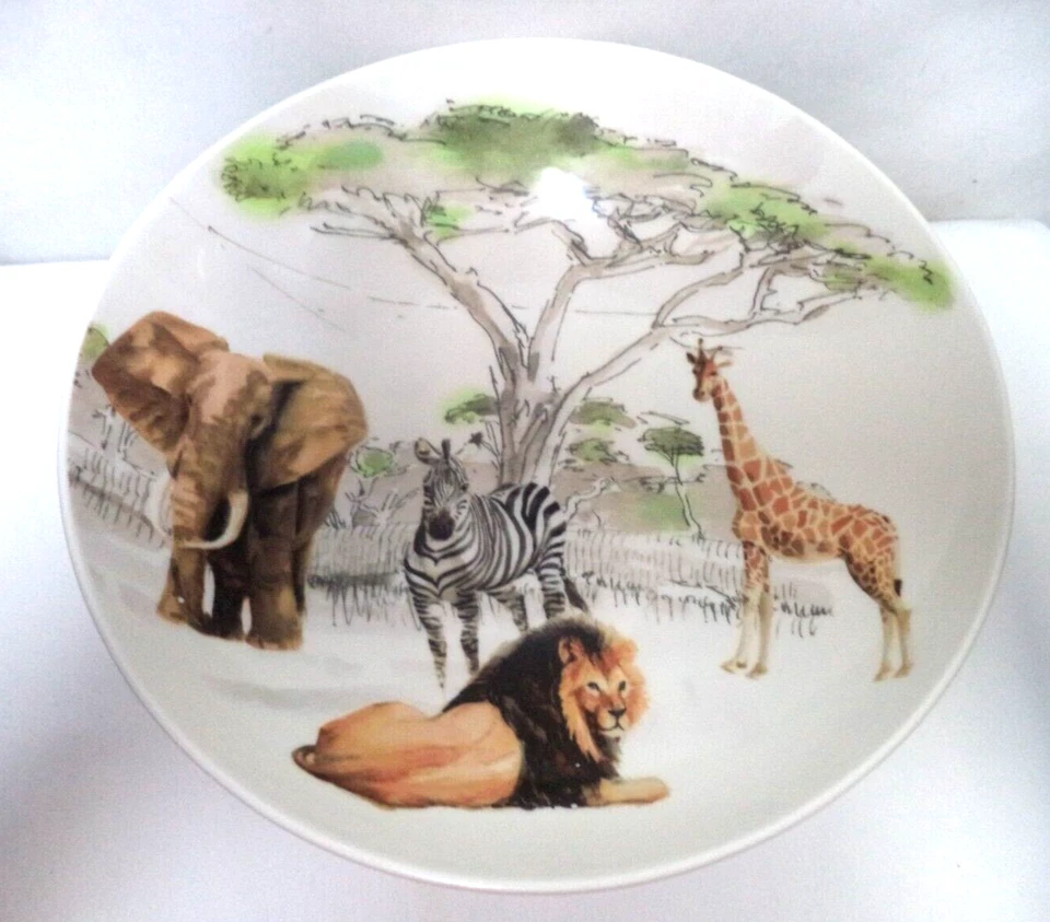 Tazón de pasta Pier 1 África vintage pintado a mano loza Italia 3" x 13" Foto 2 de 4