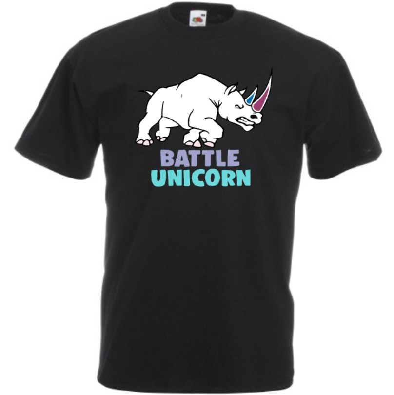 Battle unicorn black t shirt funny humour top men ladies kid